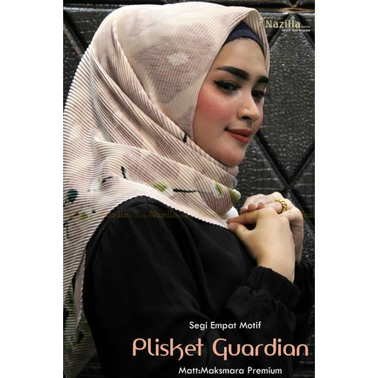 Jilbab Segi Empat Motif Plisket Polycatton Ori Nazilla-Guardian Lilac