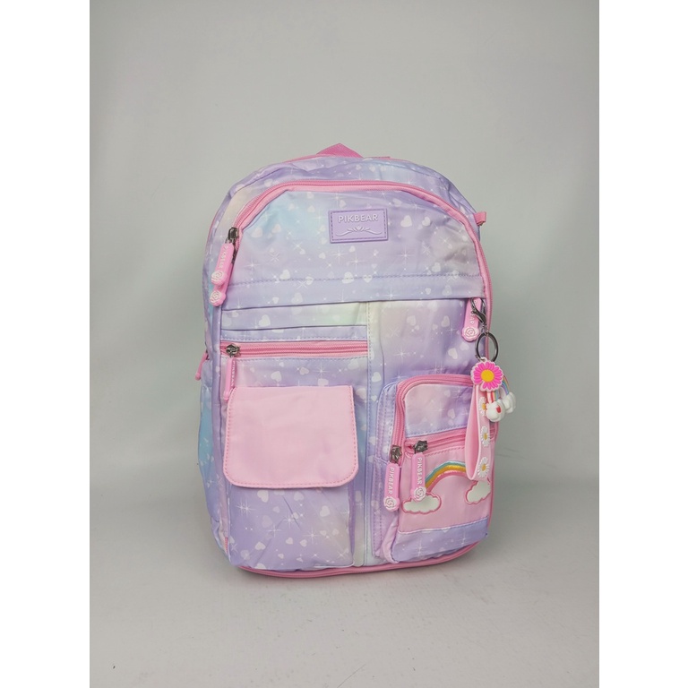 TAS ANAK CEWEK IMPORT PREMIUM TAS ANAK SEKOLAH RAINBOW FREE GANTUNGAN KUNCI TERBARU