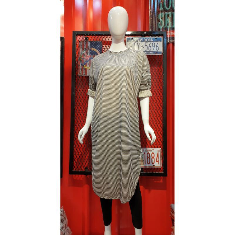 LONG TUNIK KAOS IMPORT MOTIF SALUR