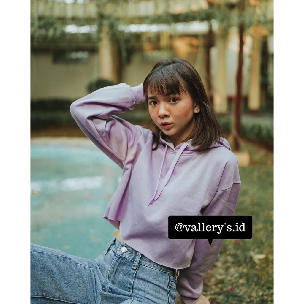JAKET HOODIE CROP JUMPER UNGU MUDA (WANITA)