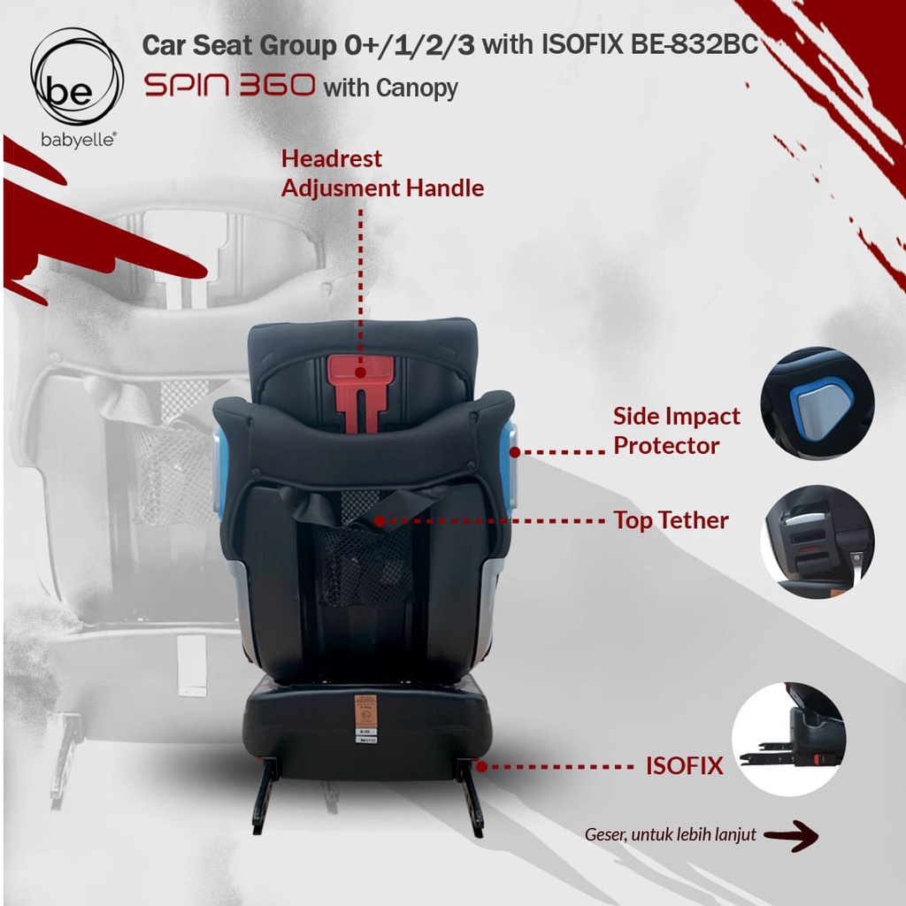 Car Seat Baby Elle Spin 360 Derajat BE-832BC / Baby Does Babydoes CH 8735 Full Rotate 360 Isofix / Baby Does Free Rotate CH 8749 / Kursi Mobil Bayi