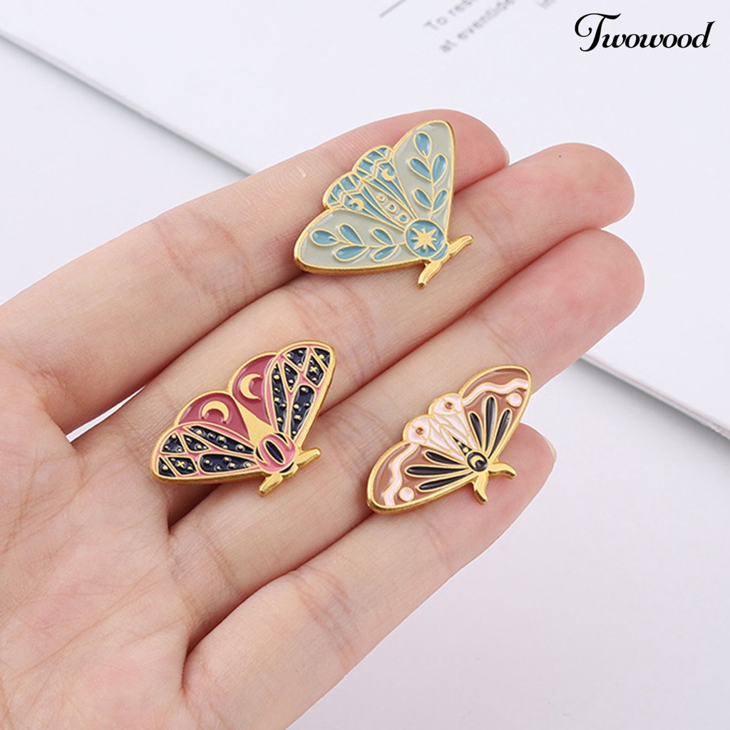 Twowood Women Brooch Moth Enamel Exquisite Special Cute Bag Pin for Gift