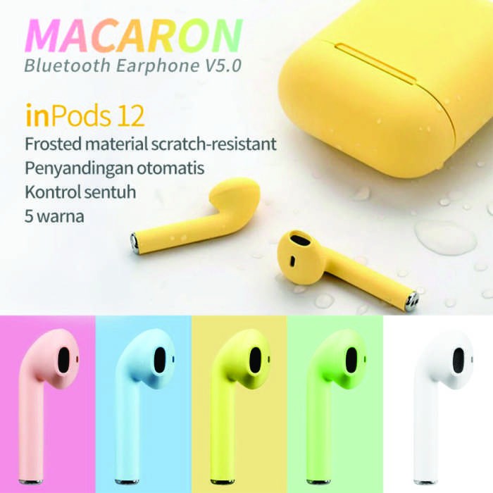 Headset Bluetooth Wireless TWS Inpods 12 Macaron Color TWS i12 V5.0