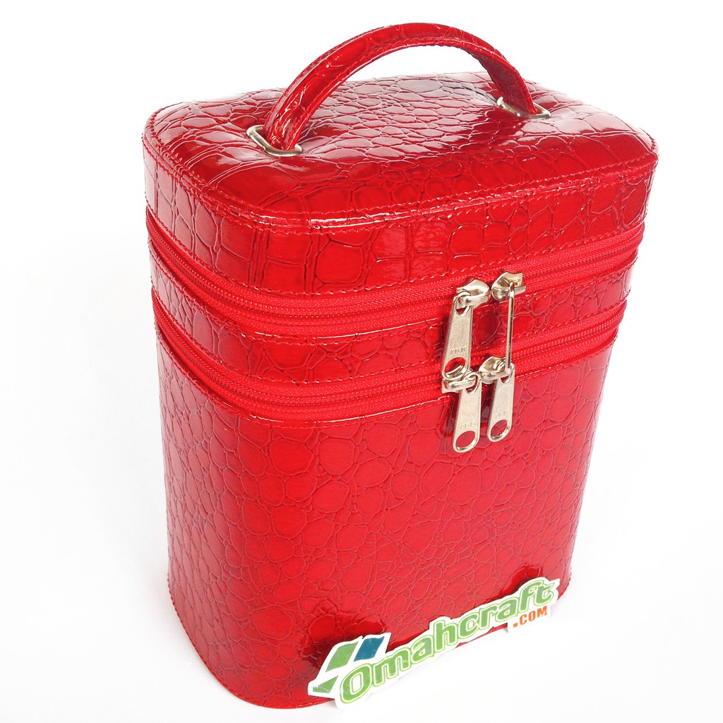 Tas Kosmetik Make Up Motif CROCO MERAH / Pouch Kosmetik / Beauty Case