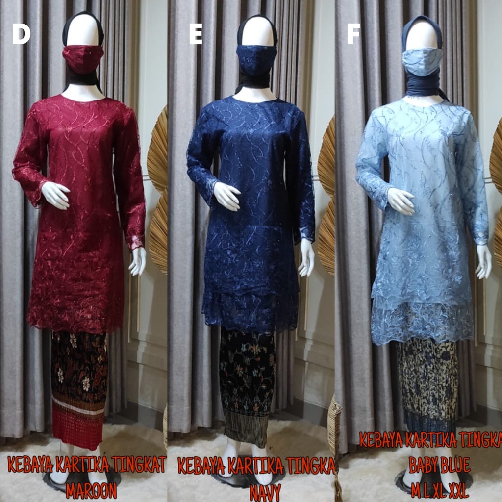 Set Kebaya Tunik New Model Kartika Tingkat Aneka Pilihan Warna