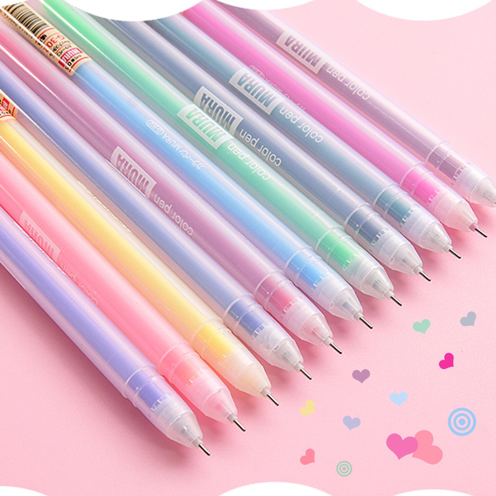 【TK】12colors Candy Color Gel Ink Pens Set Colorful Gel Pen 0.5mm Student Color Journal Pen Writing Supplies School Stationery Cute Ink Pen