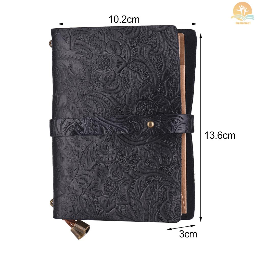 Leather Vintage Embossed Pattern Travel Journal Notebook Lined Blank Grid Paper Diary Refillable Notepad Gift for Men &amp; Women Sketching Writing