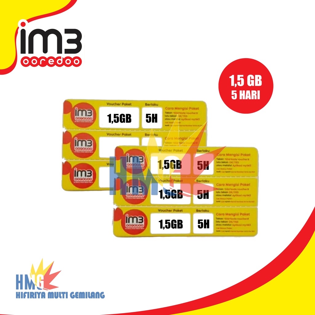 Voucher INDOSAT 1,5GB (5 Hari) MURAH