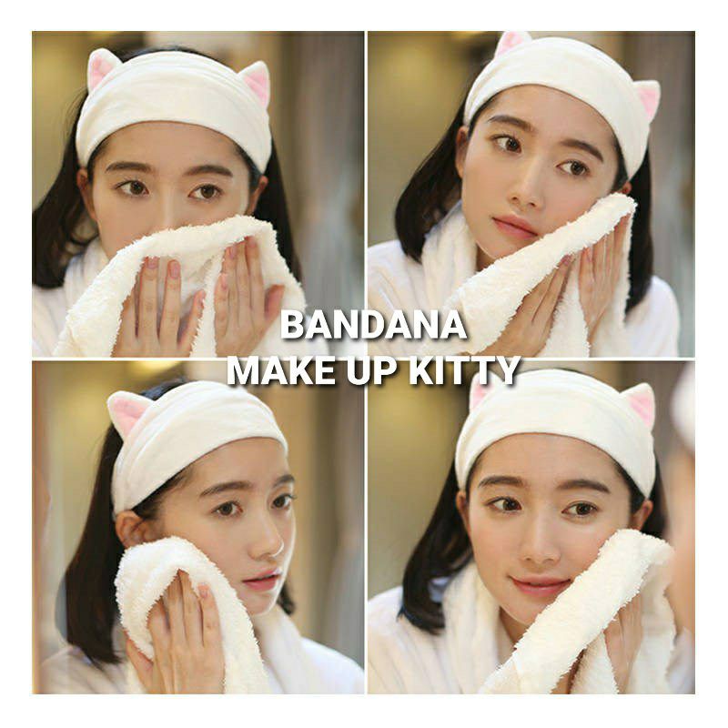 BANDANA MAKE UP MOTIF KITTY CAT / BANDO MANDI WANITA IMPORT / AKSESORIS KOREA WANITA / JEPIT RAMBUT