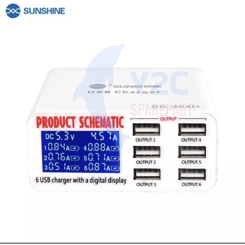 ADAPTOR SMART CHARGER SUNSHINE SS-304D DIGITAL 6PORT USB PRODUCT SCHEMATIC / ALAT SERVIS SERVICE HP LENGKAP TERLENGKAP TERMURAH