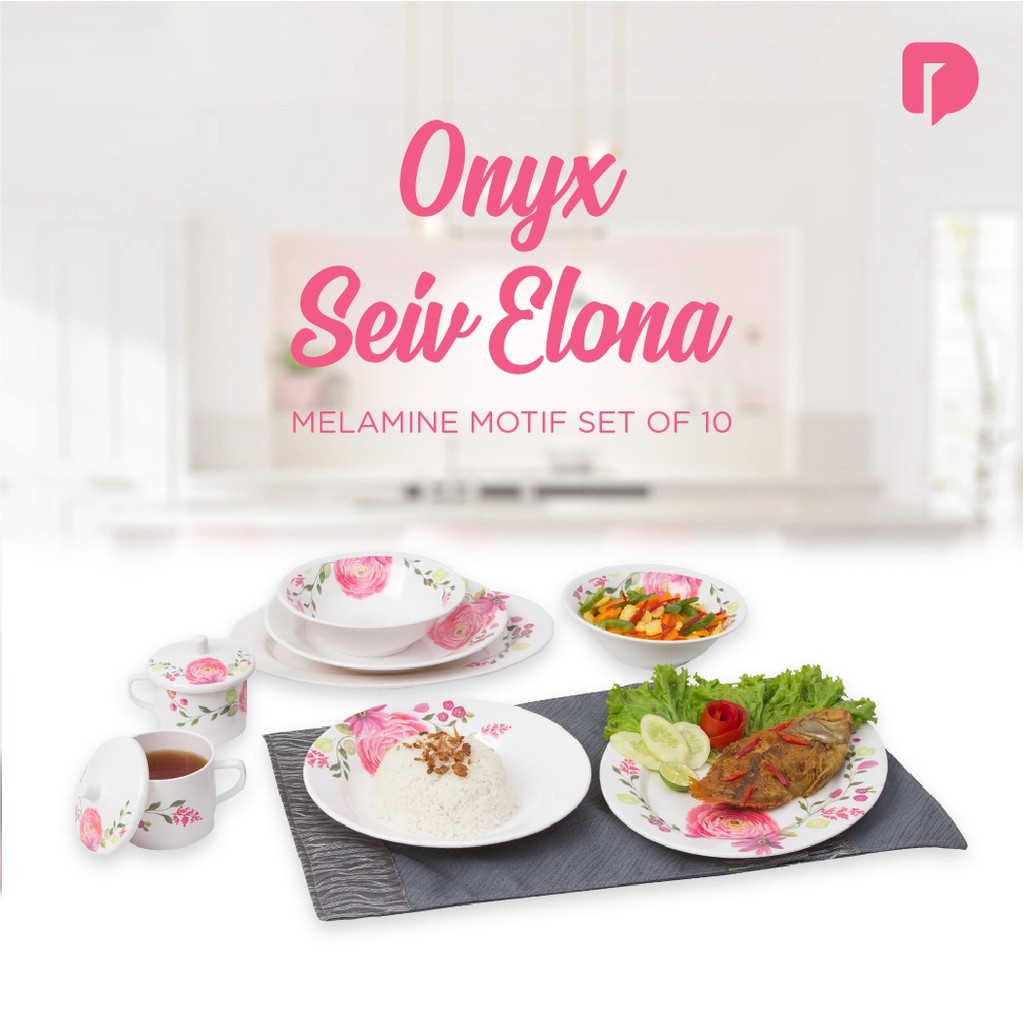 ONYX SEIV ELONA MELAMINE MOTIF SET OF 10 - PIRING MELAMIN