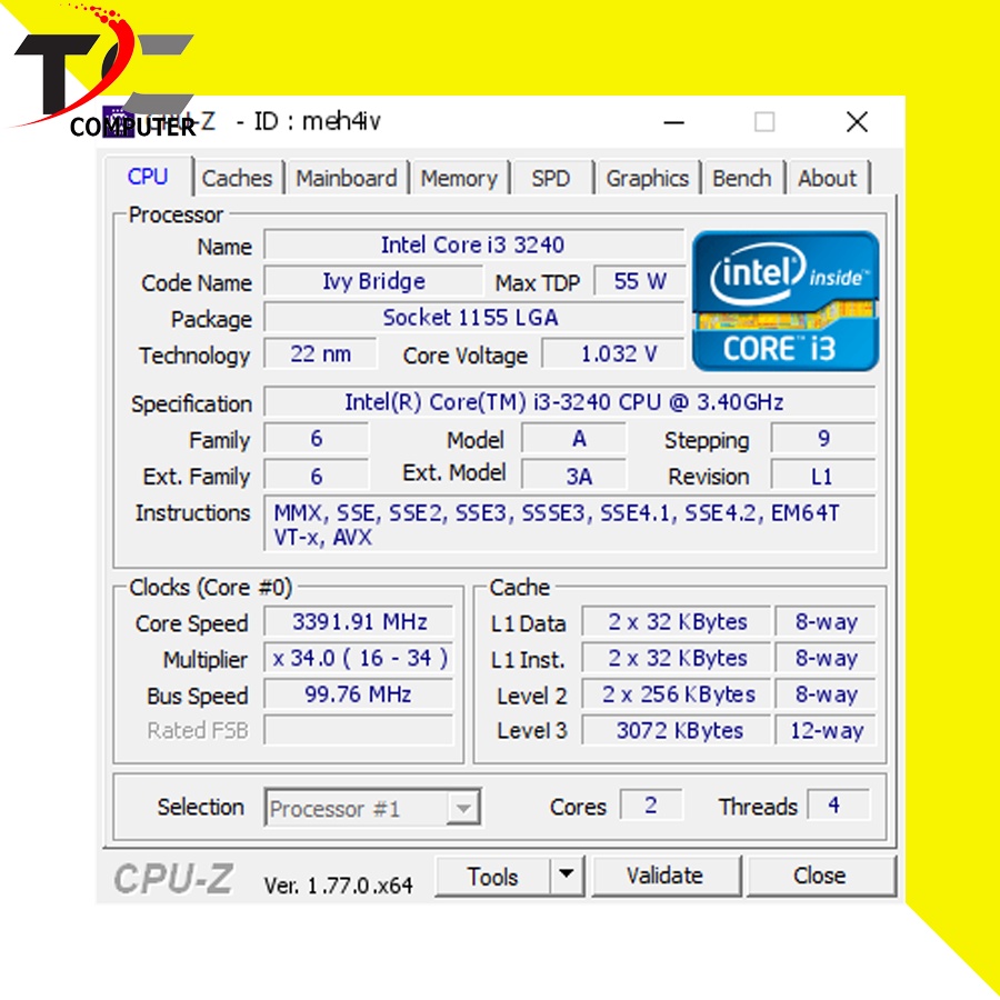 Processor Intel® Core™ 1155 i3 3240