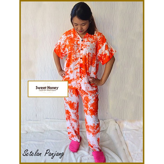 Sweet Honey ~ Baju Setelan Tie Dye Piyama Pajamas Setelan Kemeja Lengan Pendek Celana Panjang Tiedye