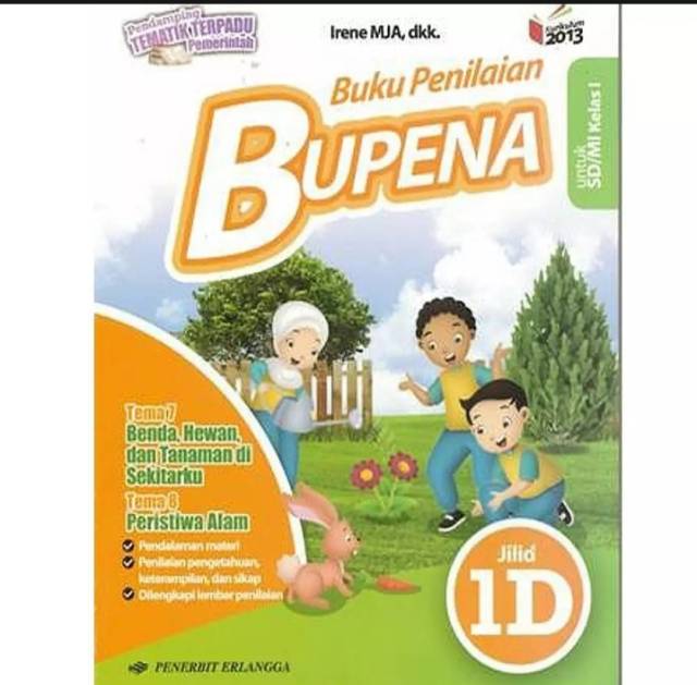 Harga satu paket buku teks pendamping tematik k13 buku penilaian BUPENA k13 Erlangga kelas 1ABCD