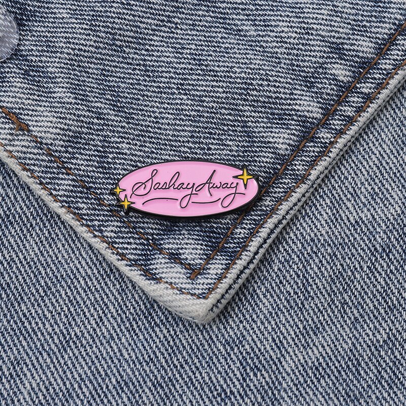 Pink Oval with Letters RuPauls Drag Race Enamel Pin Cartoon Bag Denim Shirt Lapel Pin Brooch Badge Fashion Jewelry for Women