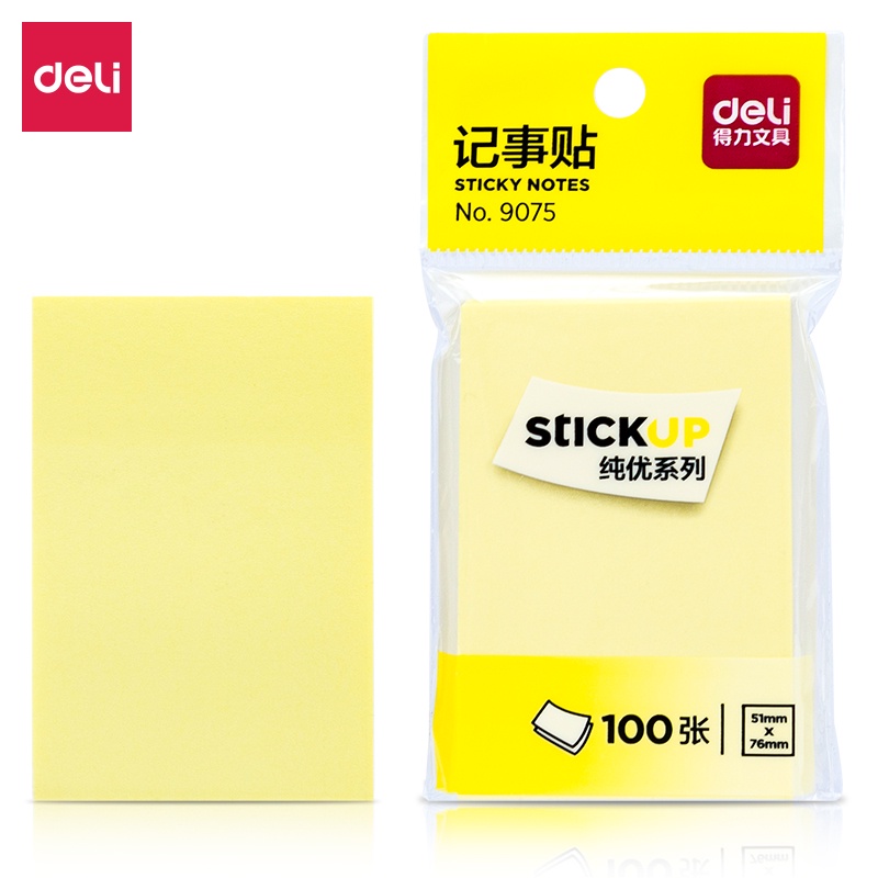 Deli Sticky Notes / Memo Tempel / Kertas Penanda 70 GSM 100 Lembar Tidak Mudah Sobek 9075