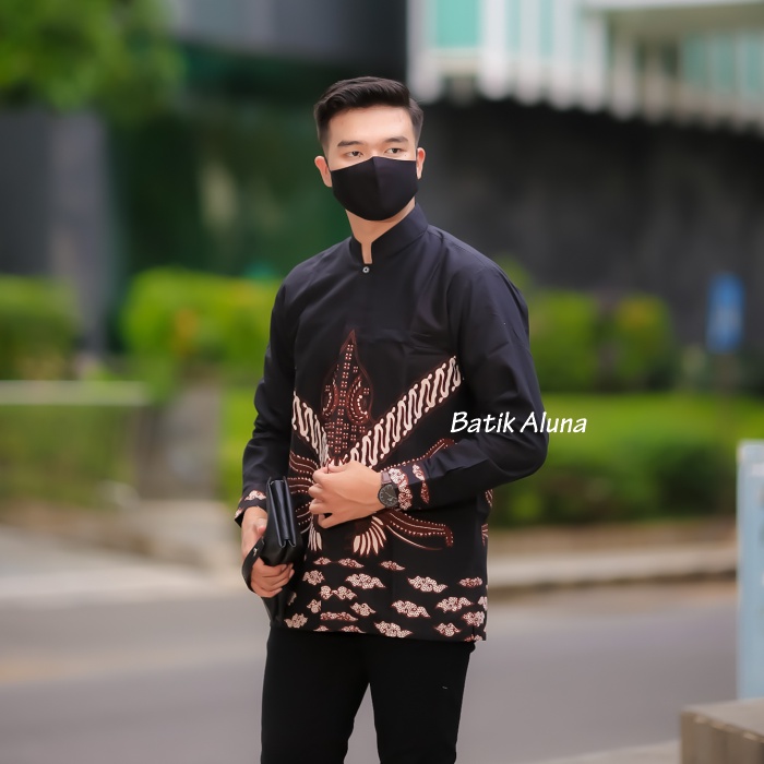 Baju Koko Muslim Batik Pria Dewasa Lengan Panjang Premium Full Furing Produksi Batik Aluna