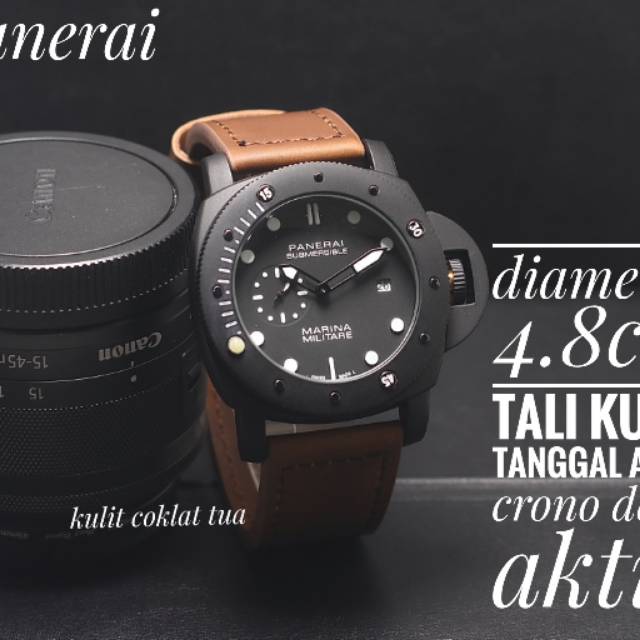 TERBARU,TERLARIS JAM TANGAN PRIA PANERAI MARINA SKON SAMPING TALI KULIT