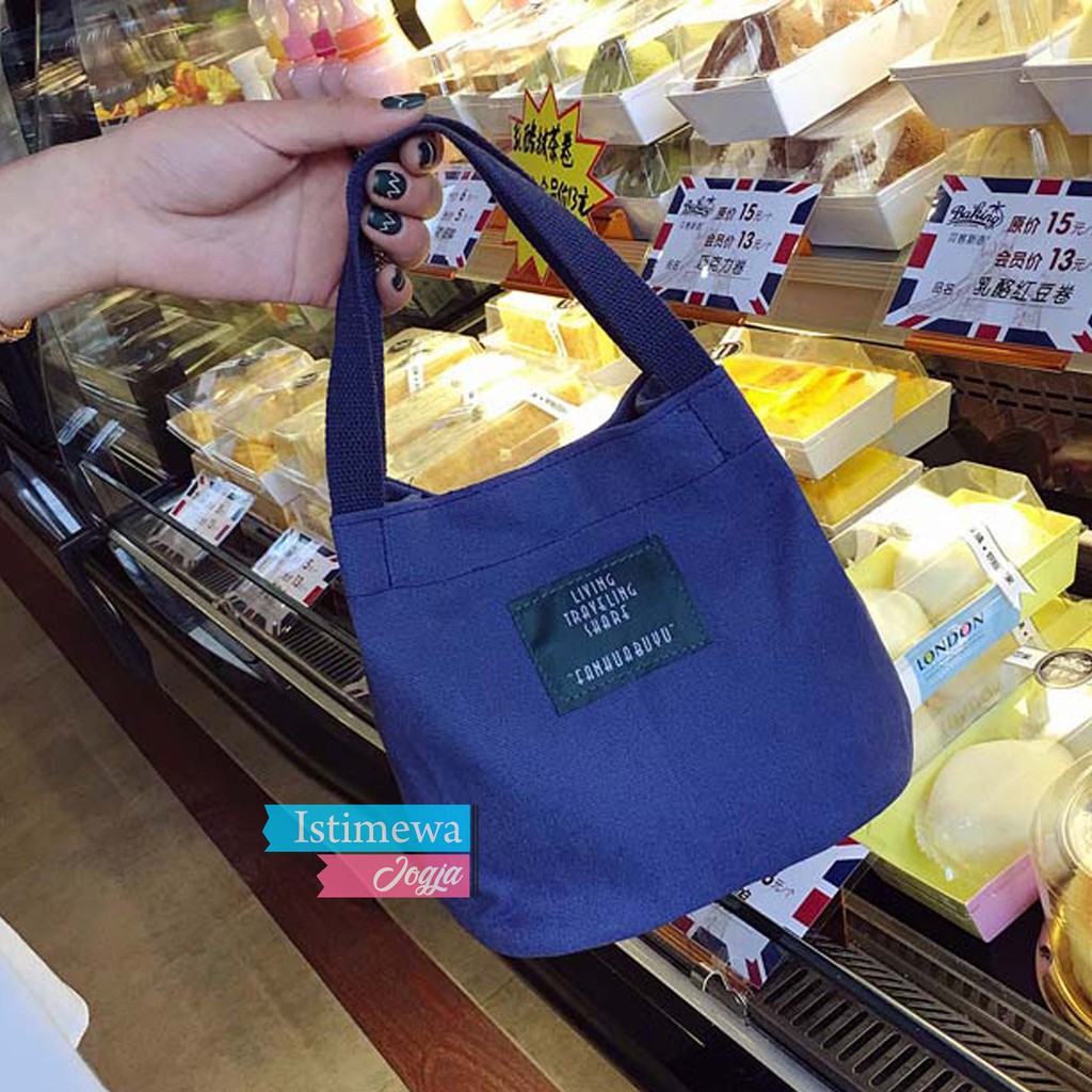 Tas Selempang Wanita Bahan Kanvas Polos Waistbag Mini Casual - TW1840