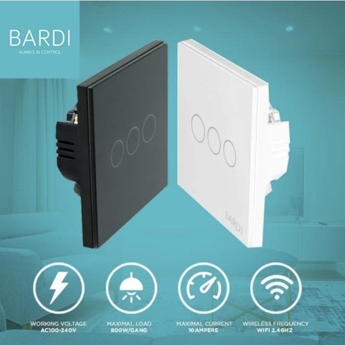 Saklar Bardi Smart Wall Switch 3 Gang Eu Wifi Touch - Saklar Lampu