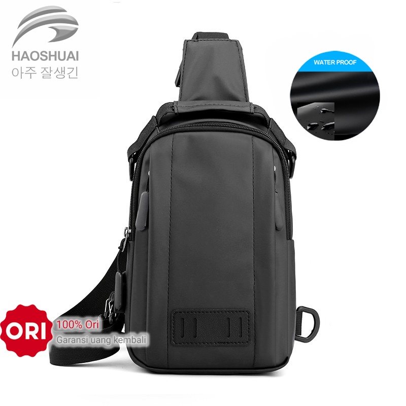 Tas Selempang Pria HAOSHUAI 1100-22 Anti air Bahan Dolby lotto Coated