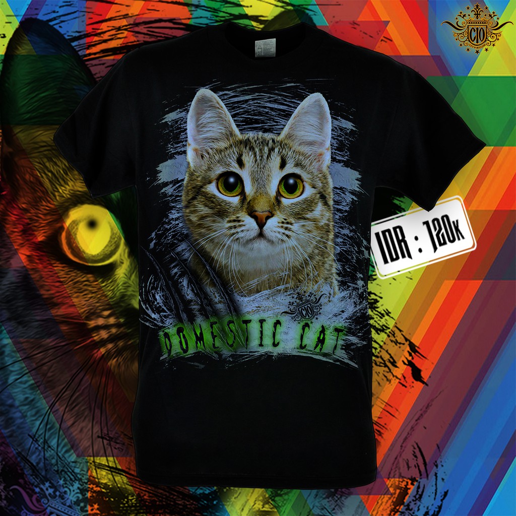DOMESTIC CAT T SHIRT PRINTING - KAOS GAMBAR KUCING DOMESTIK - BAJU GAMBAR KUCING DOMESTIK