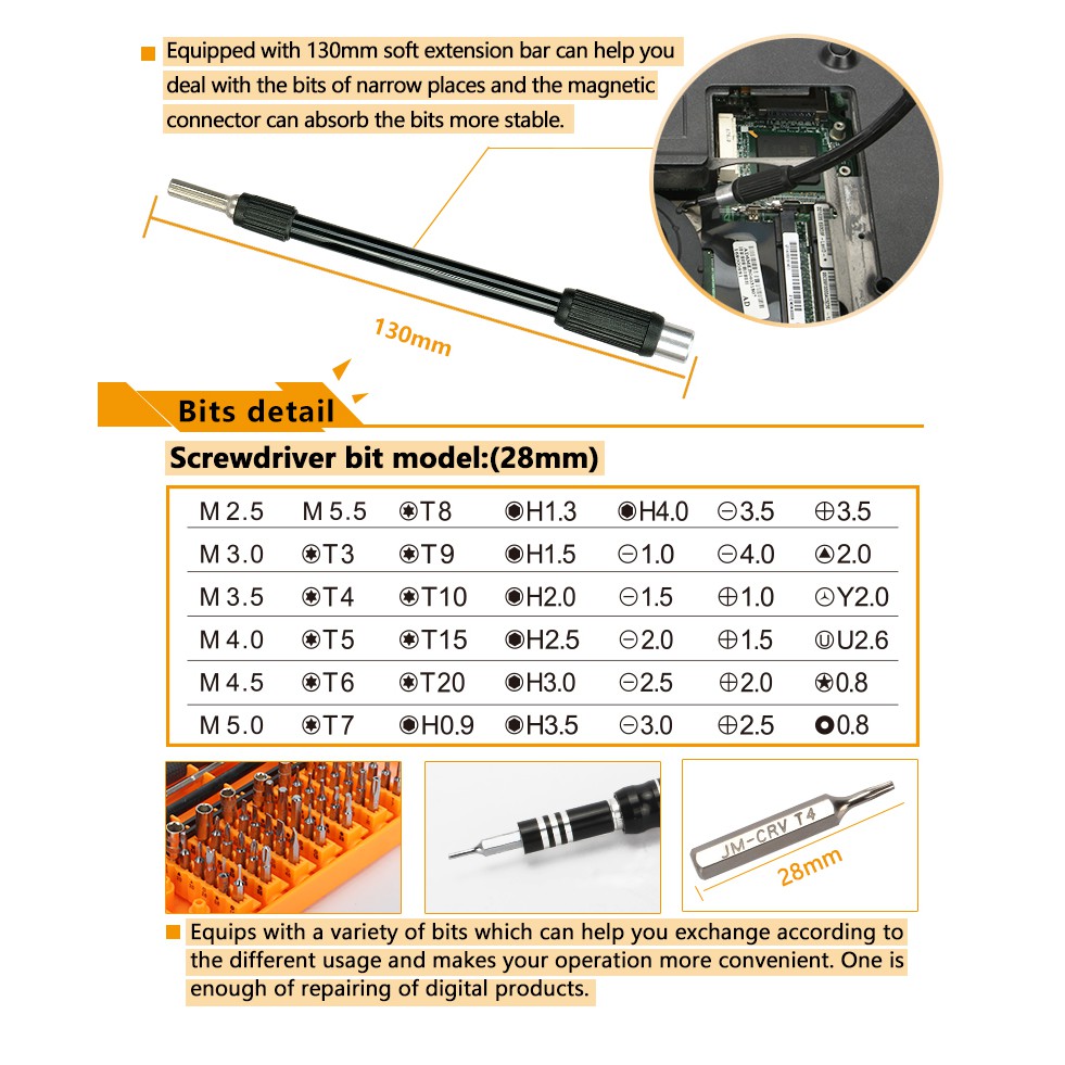 Jakemy JM-8132 45 IN 1 Obeng Set TOrx Hex Slotted Triangle Lengkap Komputer