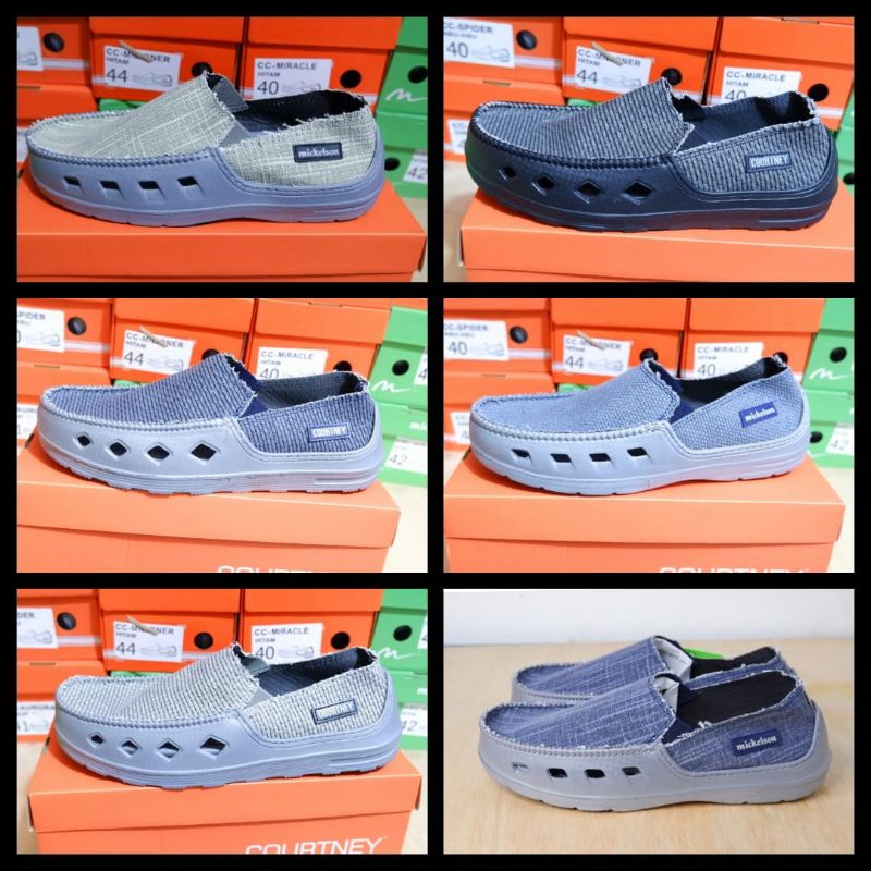 Sepatu slip on pria Original  terbaru sepatu bahan karung rajut