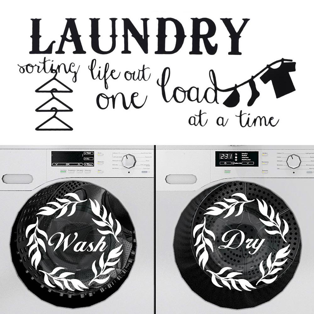 Populer Laundry Room Decal Art Wash Dry Removable Simbol Ornamen Mencuci|Sign Pengering Mesin Cuci