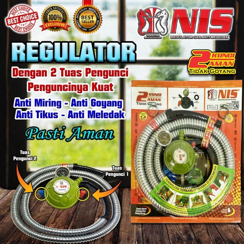 Regulator gas Anti Meledak - Nis - Regulator Double lock Nis - Regulator gas lpg Best Quality Aman d