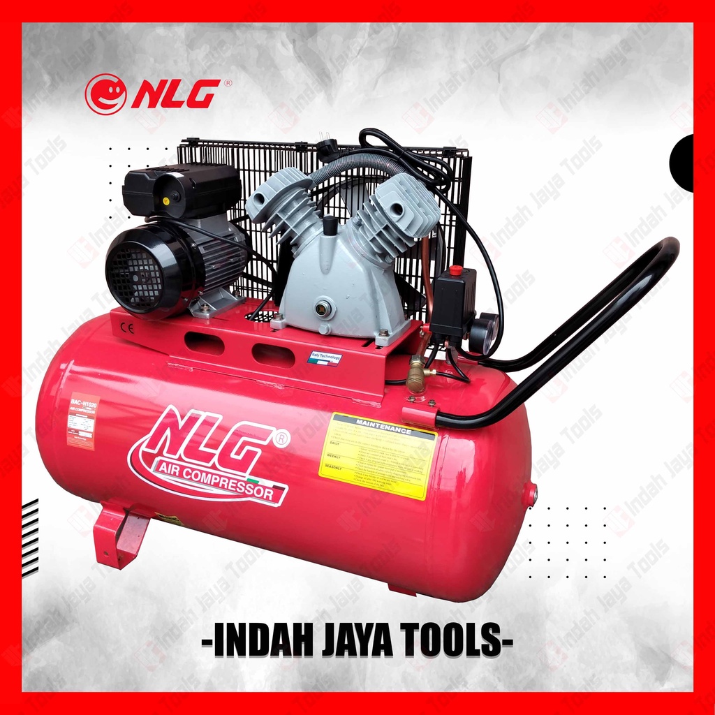 NLG BAC N1020 Kompresor Udara 2 HP 1 Phase 1500 Watt 100 L Compressor