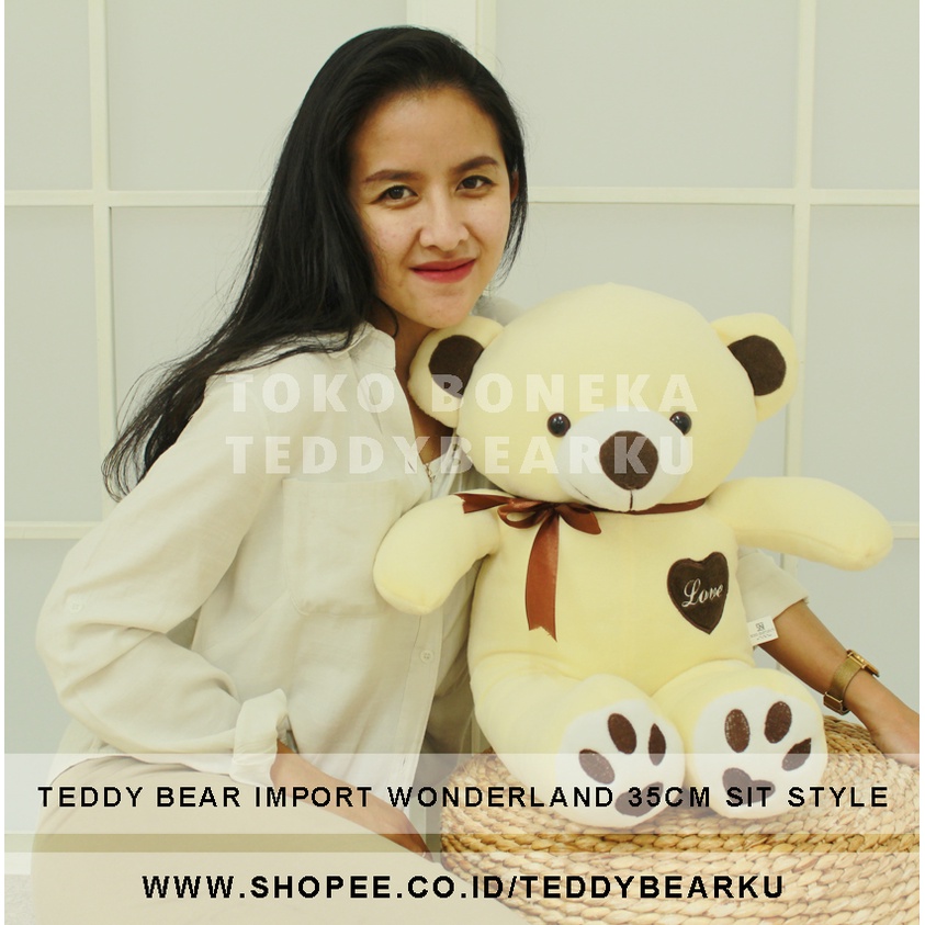 LIMITED! BONEKA BERUANG TEDDY BEAR IMPORT WONDERLAND LOVE LARGE 35 CM SIT STYLE
