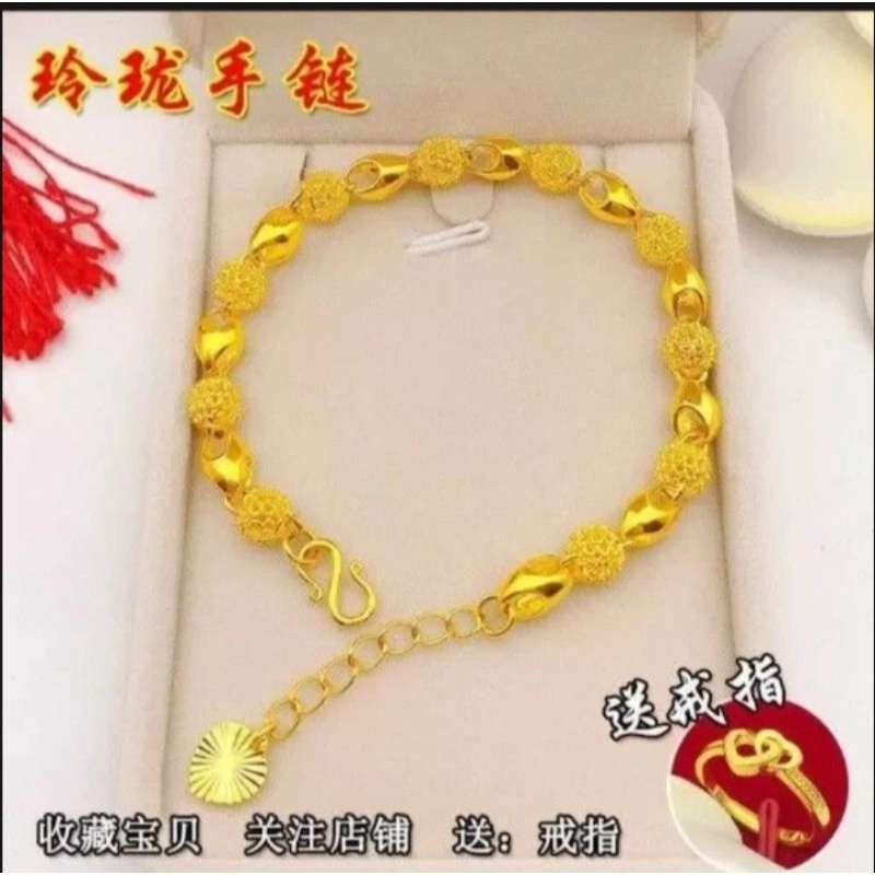 Promo gelang tangan hongkong berlapis emas 24k asli