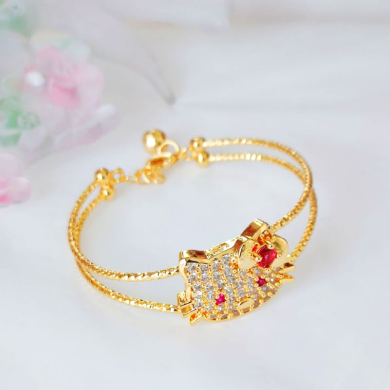 Gelang Bangle Anak Xuping Emas 18k Doraemon dan Hellokitty