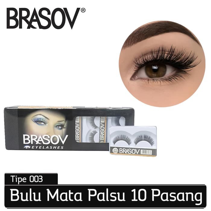 BRASOV Bulu Mata Palsu 1 Pasang Make Up Ekstensi Eyelashes Eyelash Full Strip Lashes Set