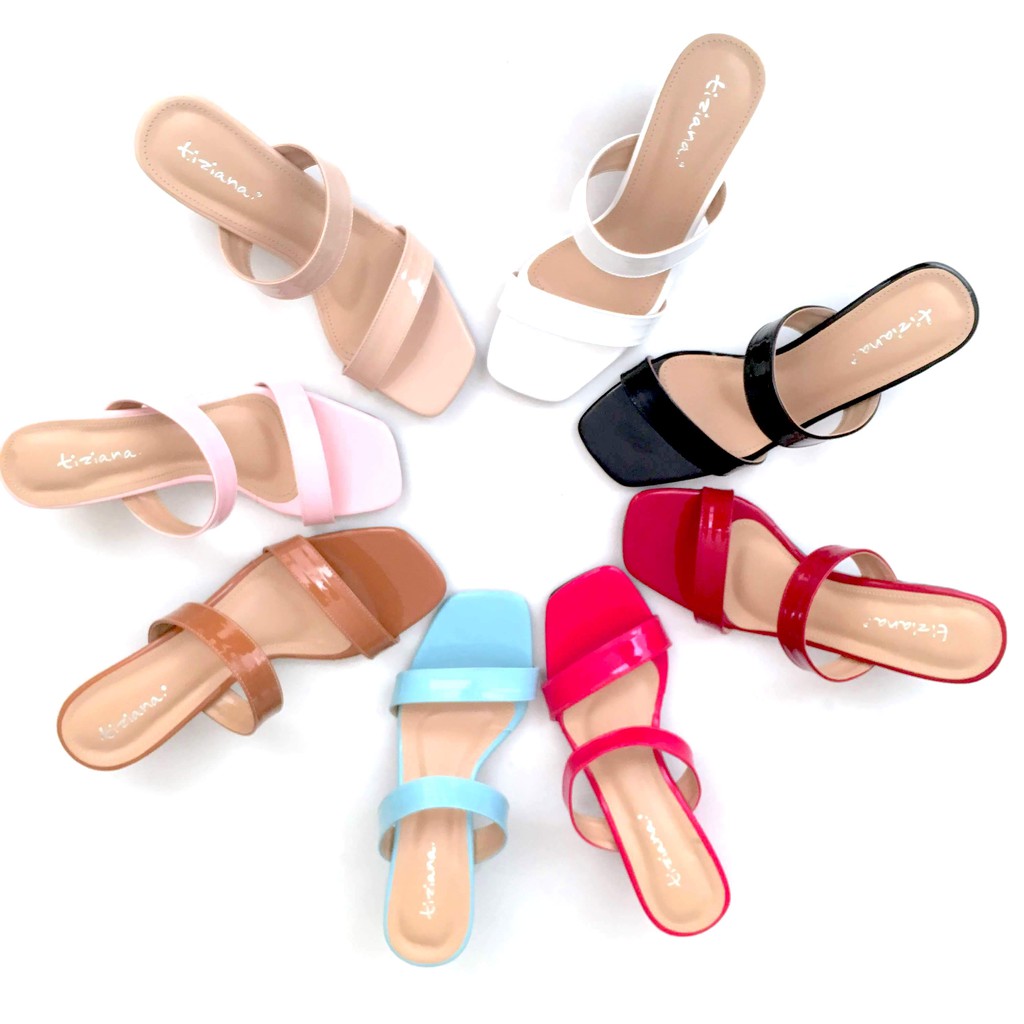 Sandal Heels Wanita Kekinian Murah Double Strap Sappun Korea