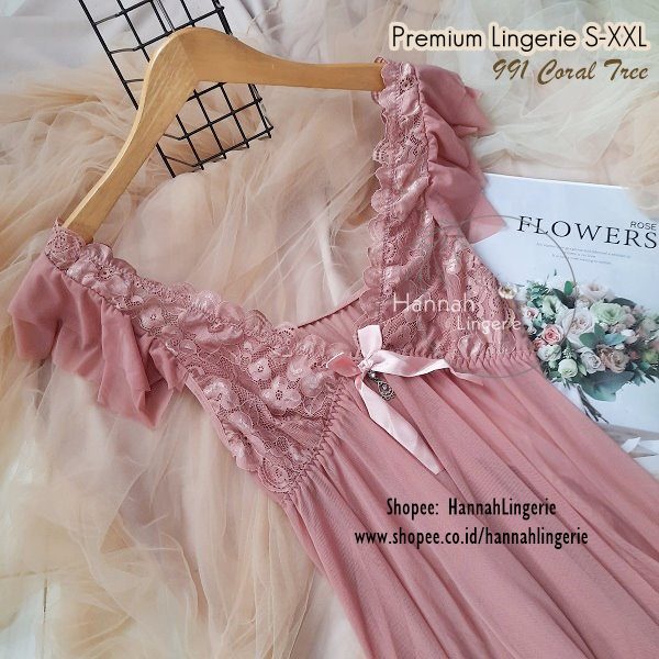 XXL XL L M S Premium Hannah Lingerie Original, Baju Tidur Seksi Transparan Isi Seserahan Lingerie BigSize 991