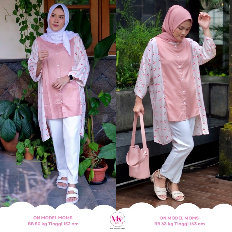 TUNIK COUPLE IBU ANAK PEREMPUAN BAJU COUPLE CETTA BATWING CERRY