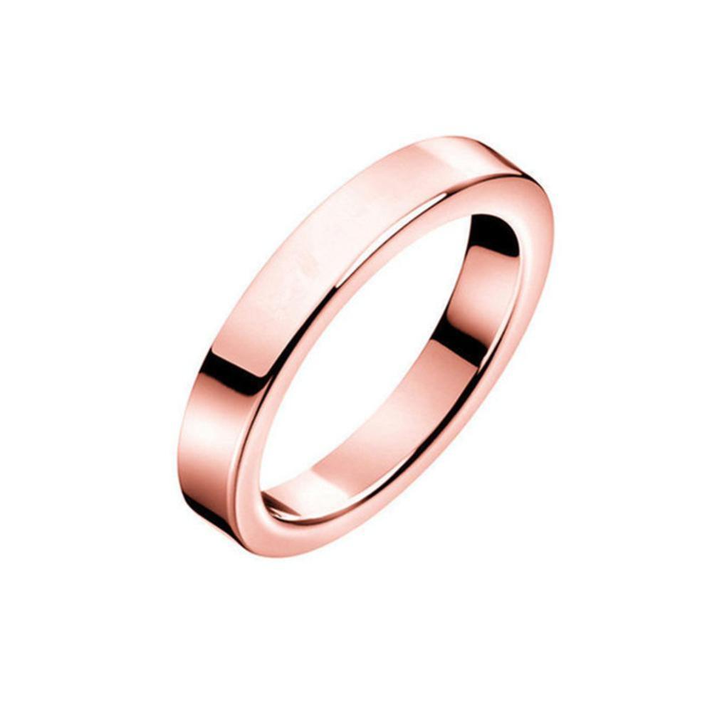 Cincin Bahan Titanium Steel Ukuran 3mm Warna Silver / Gold / Rose Gold / Hitam Untuk Pria / Wanita you A5K4