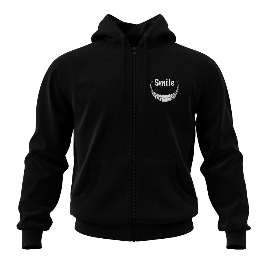 Smile Zipper Hoodie - Hoodie Pria dan Wanita