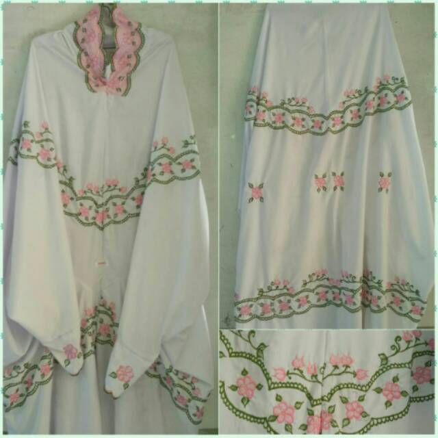 Mukena Putih Lajur Bordir