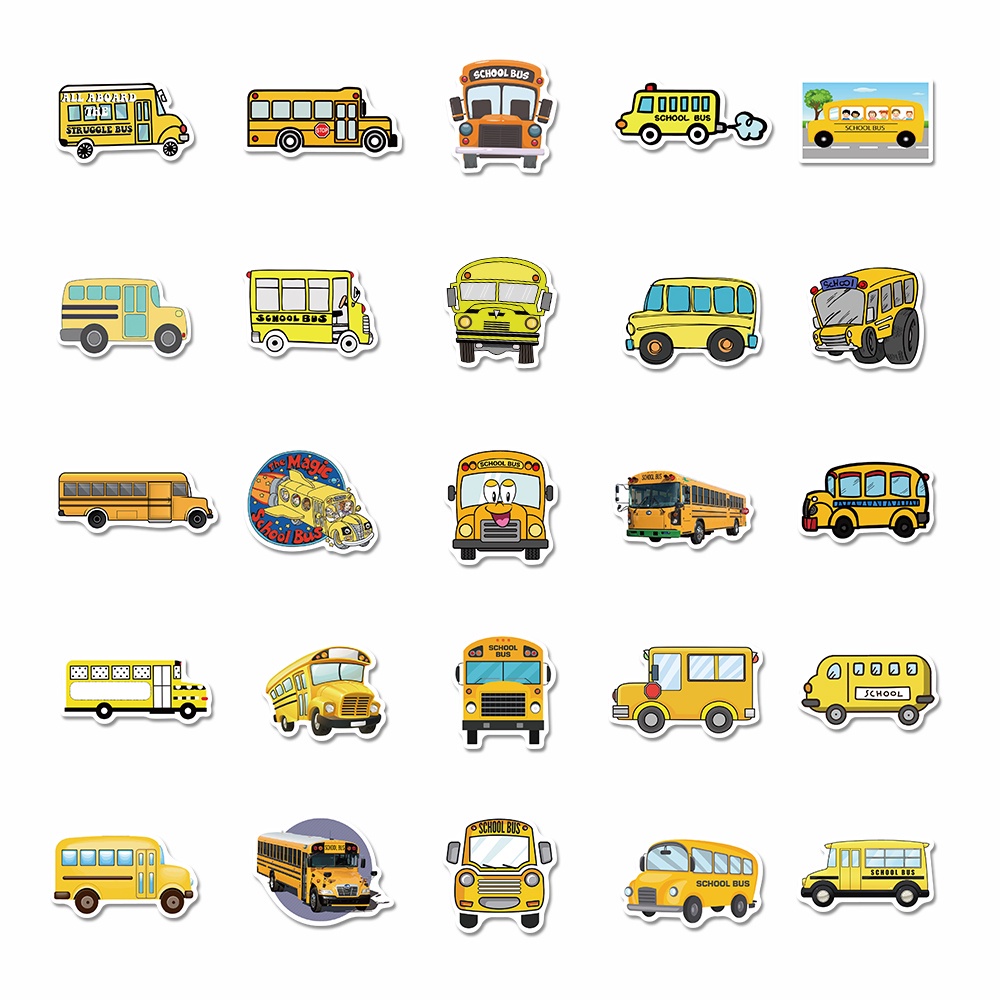 [In stock] 50pcs school bus cartoon stickers personality fun hand account stickers box computer waterproof stickers