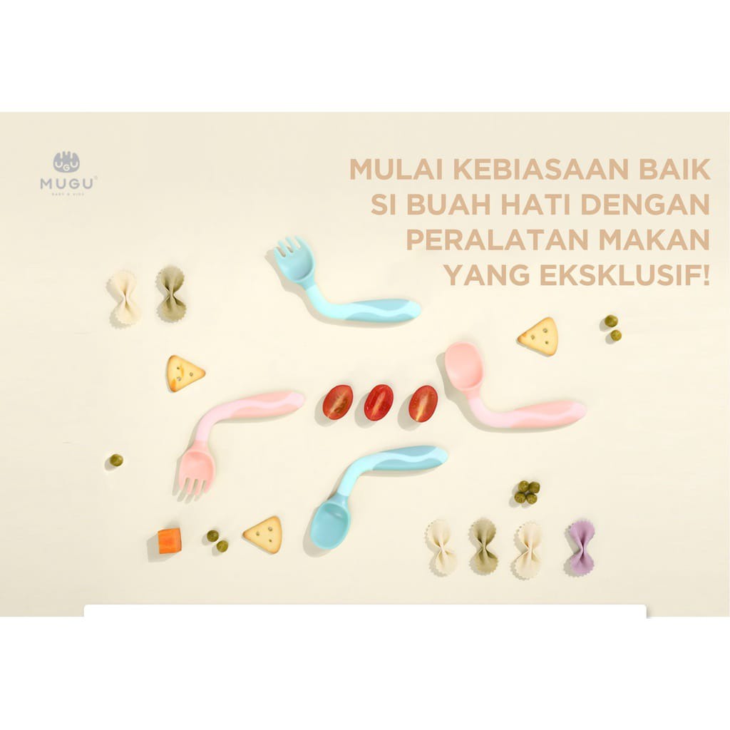 MUGU Bendable Spoon and Fork Sendok Garpu Anak free Case