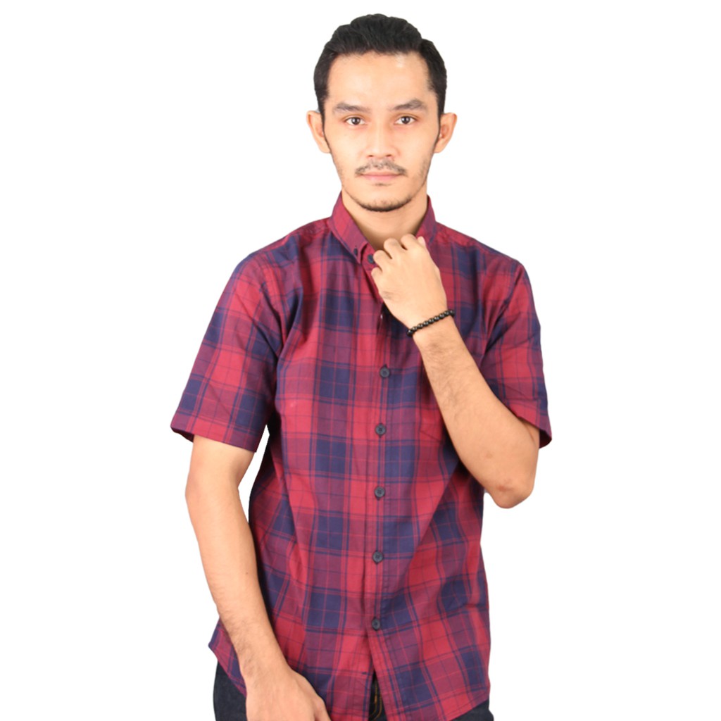 TOPTEN Kemeja Kotak Pria Lengan Pendek NR 0163