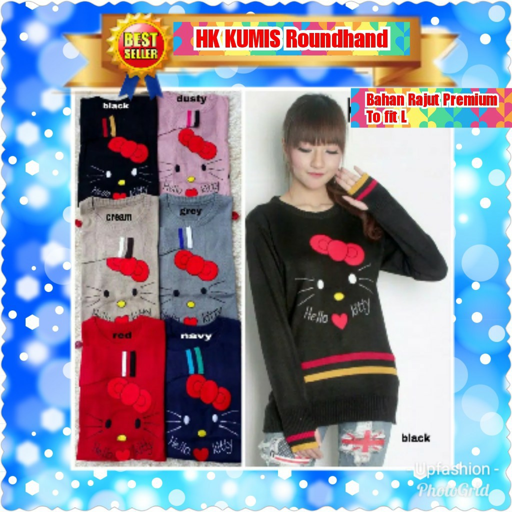 HELLO KITTY KUMIS ROUNDHAND /  BLOUSE RAJUT TERPOPULER TERLARIS TERMURAH