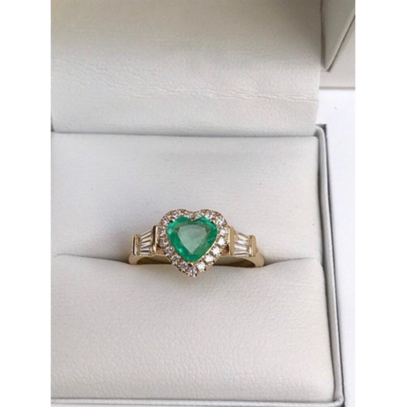 Cincin Lapis Emas Emas Asli Kadar 375Desain Hati Emerald Untuk Wanita