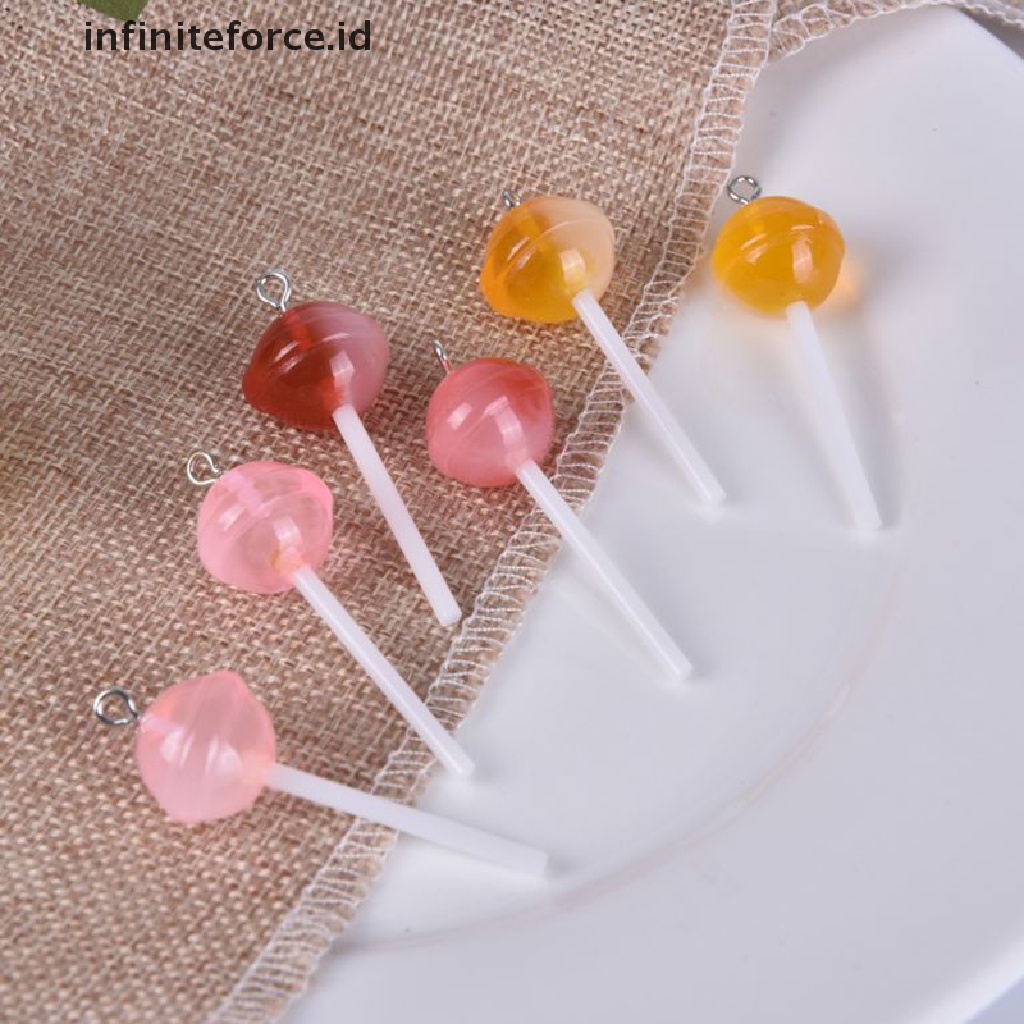 10pcs / Set Liontin Bentuk Lollipop Bahan Resin Transparan Untuk Membuat Perhiasan DIY