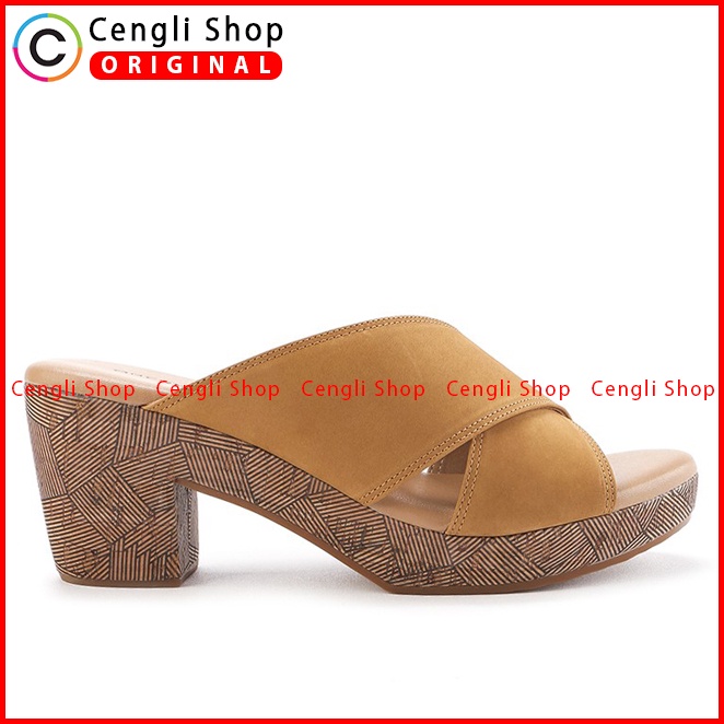 SANDAL HEEL KULIT OBERMAIN HEELS WANITA ORIGINAL BRANDED KUNING OW04