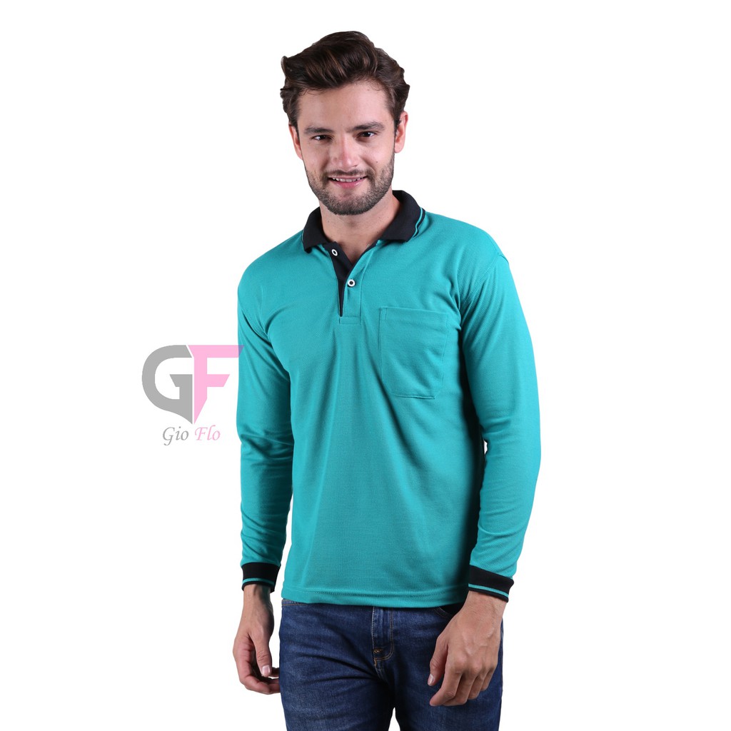 GIOFLO Kaos Casual Pria Polo Shirts Pria Casual Smart Biru Tosca / PLS 64