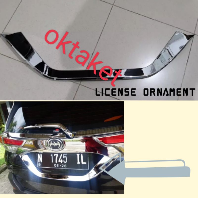 license ornament  all new Rush Terios 2018 2020 2021 2022 chrome list plat belakang